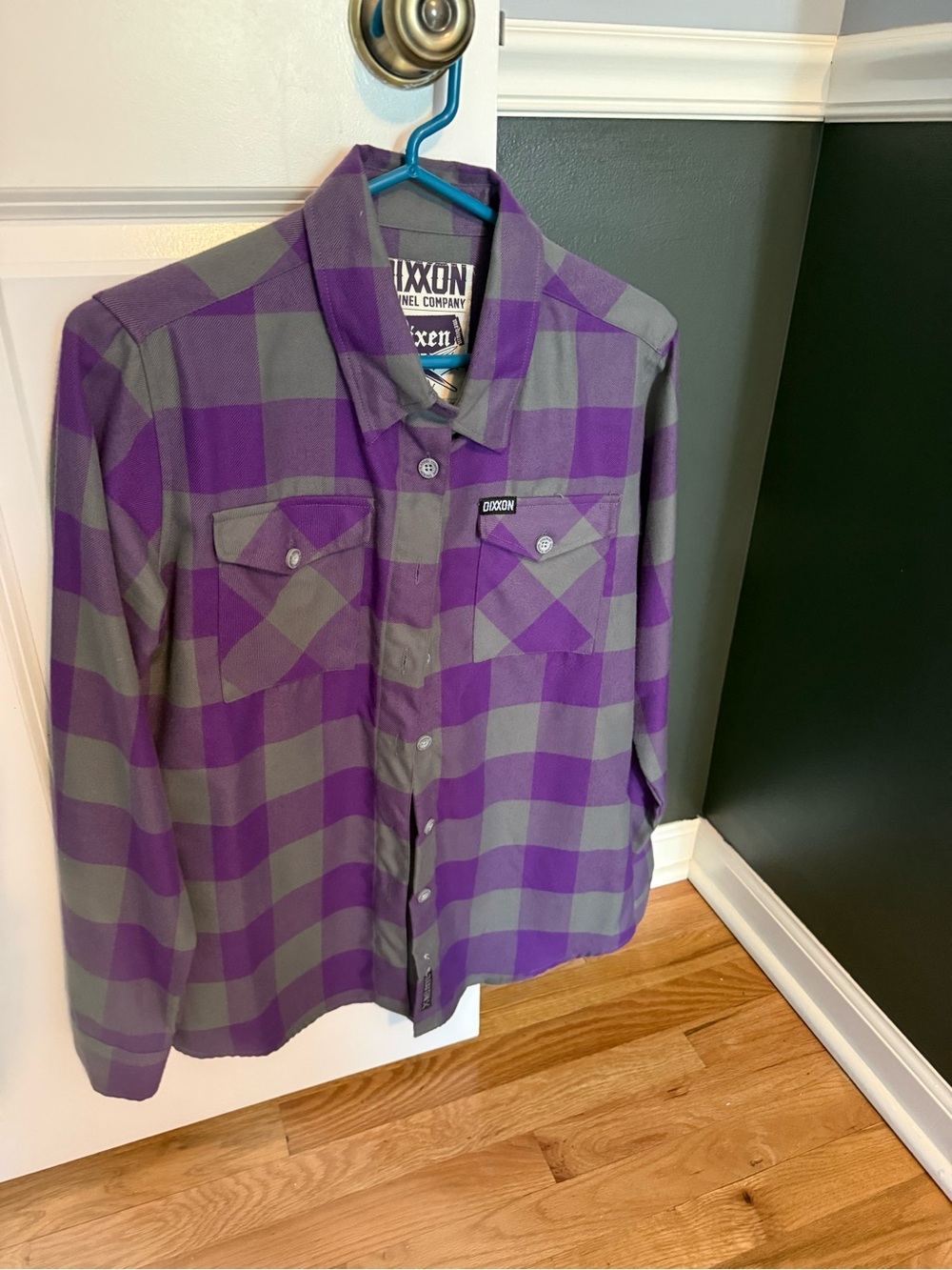 DIXXON women’s  Purple and Gray vixen flannel Button-Up Shirt